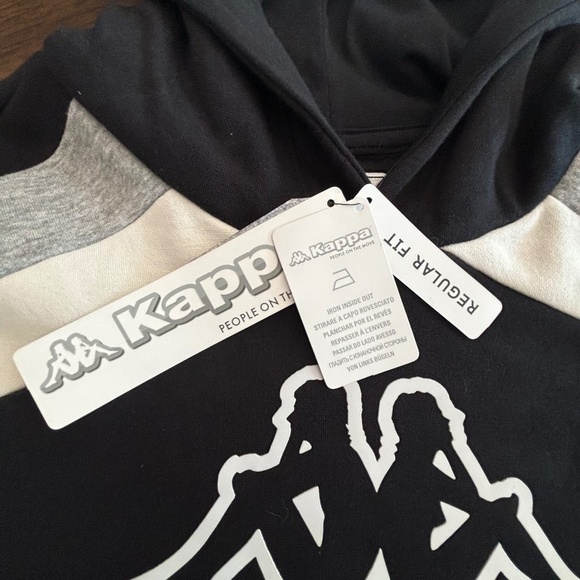 Kappa Logo Catto regular fit crop hoodie NWT black white and grey size M - Picture 11 of 14